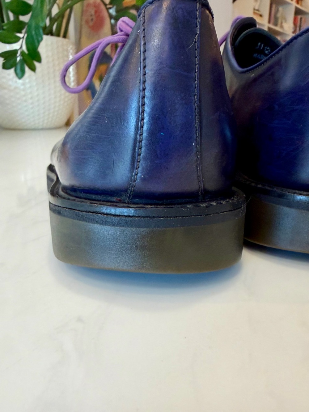 Paul Smith Ink Blue/ Purple Leather Derby Shoes Made in Italy - Picture 7 of 8